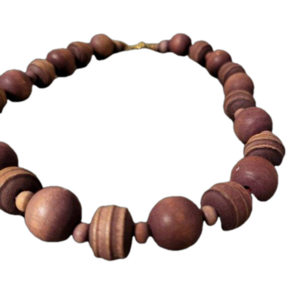Vintage wood bead necklace - Picture 3 of 3